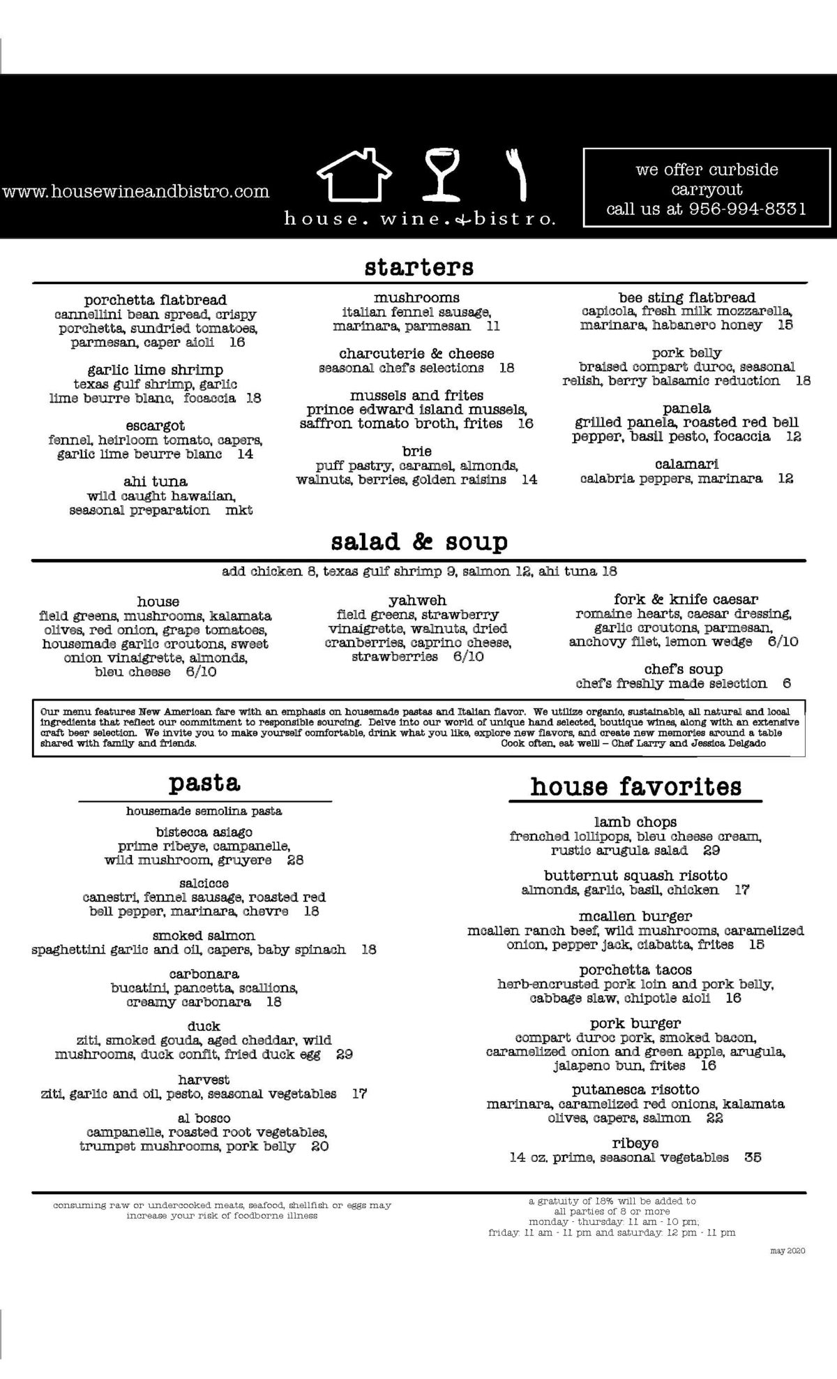 housewinemenu house. wine. & bistro.